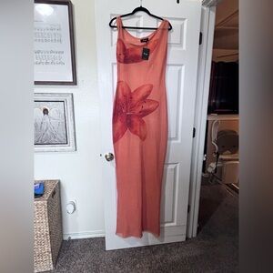 Hanifa Orange Sheath Maxi Dress